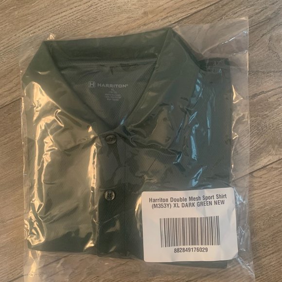 NWT HARRITON DOUBLE MESH SPORT SHIRT DARK GREEN XL (18/20) - Picture 4 of 7